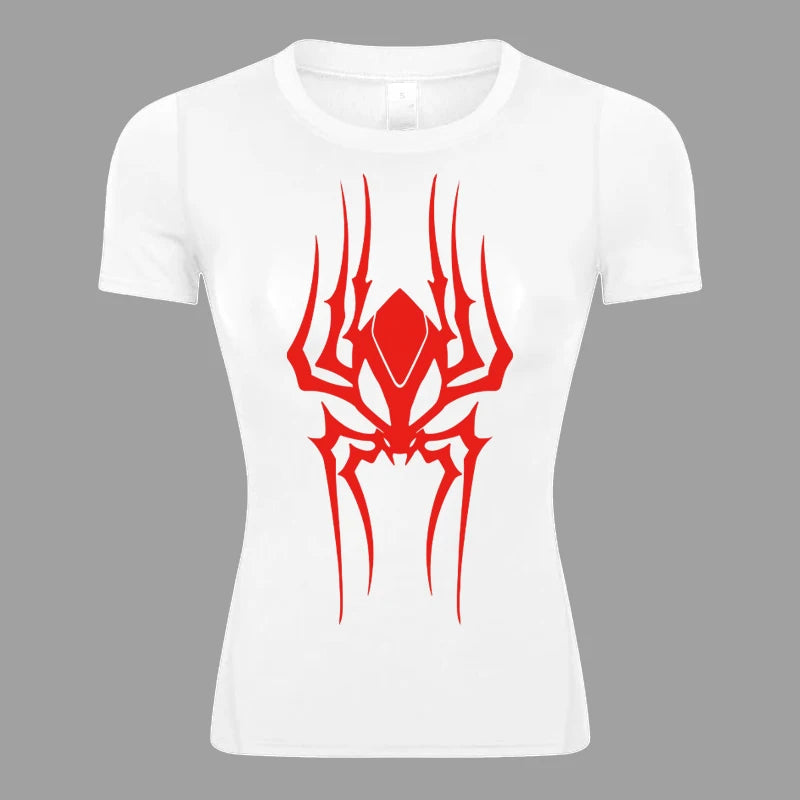 Women's Spider Print Compression Shirt - Image 20