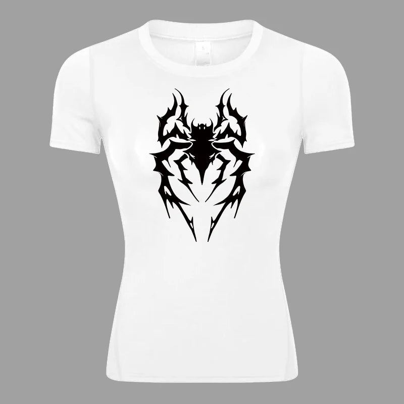 Women's Spider Print Compression Shirt - Image 11