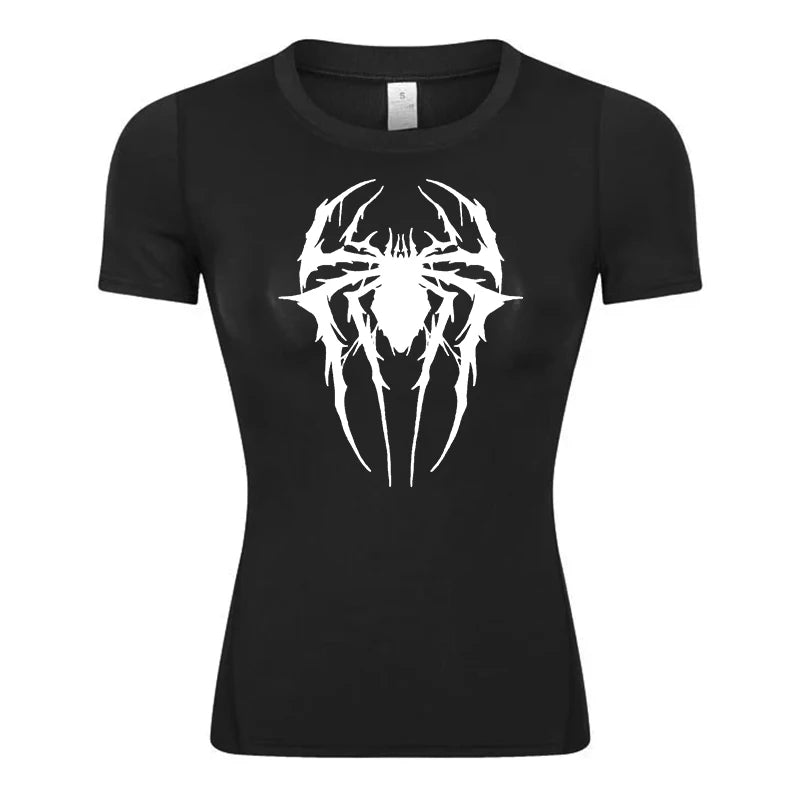 Women's Spider Print Compression Shirt - Image 16