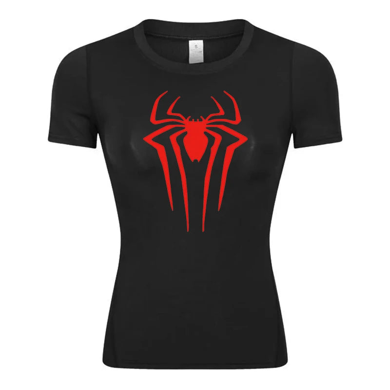 Women's Spider Print Compression Shirt - Image 27
