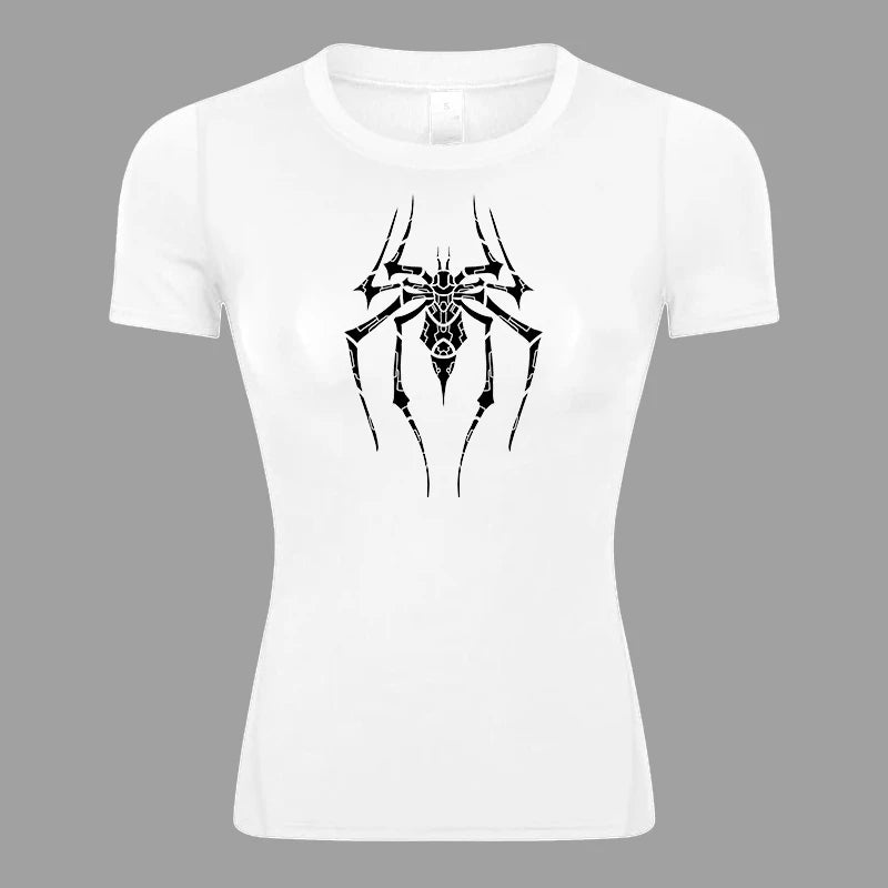 Women's Spider Print Compression Shirt - Image 25