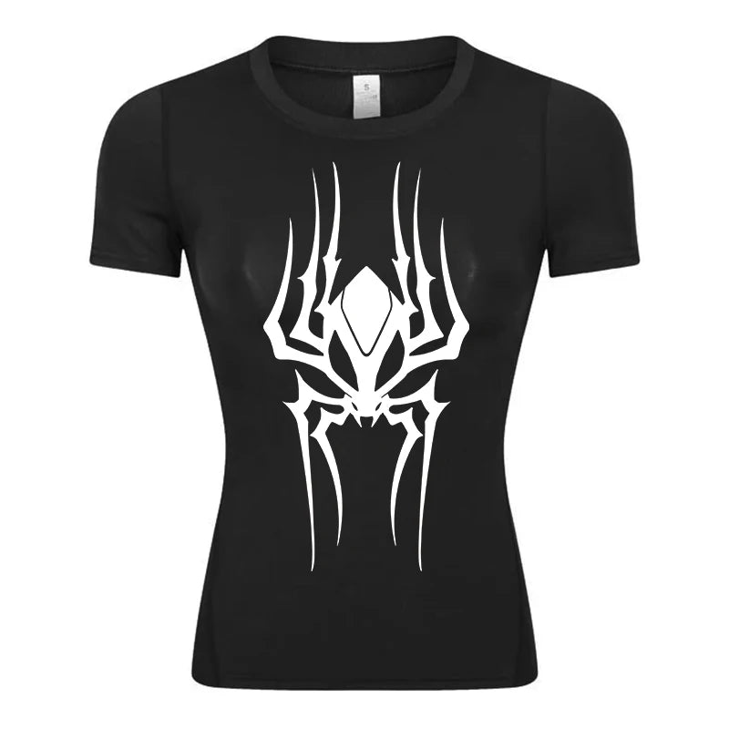 Women's Spider Print Compression Shirt - Image 30