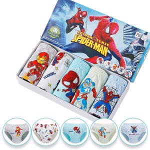 Exquisite Boxed 5-Piece Boys' Spider-Man Cotton Underwear